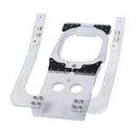 Close-up of the 3.9-inch hoop positioning fixture and guide rails