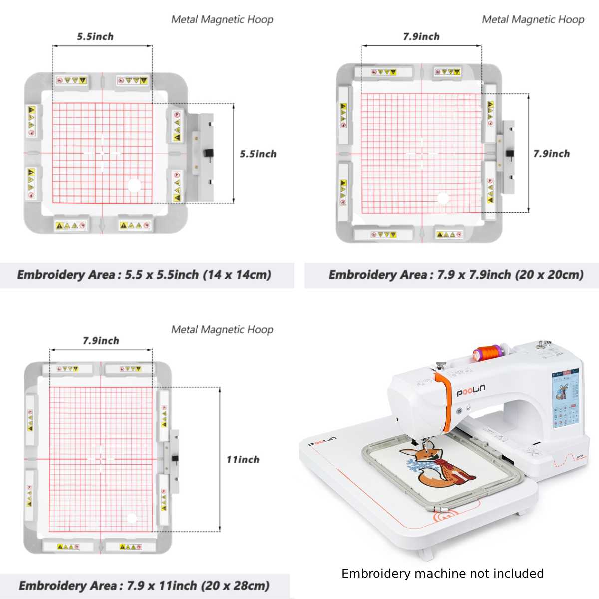 Magnetischer Stickrahmen (Langstabmagnete) für Janome MC 500E 400E 550E usw. Elna Expressive 830 830L Stickmaschine